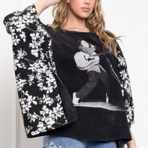 Elvis Black Graphic Poncho Shirt